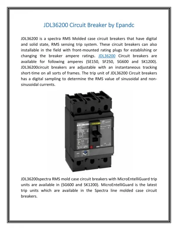 JDL36200 Circuit Breaker by Epandc