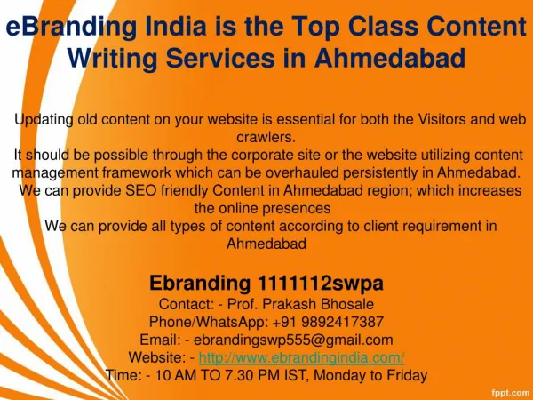 ebranding india is the top class content writing services in ahmedabad