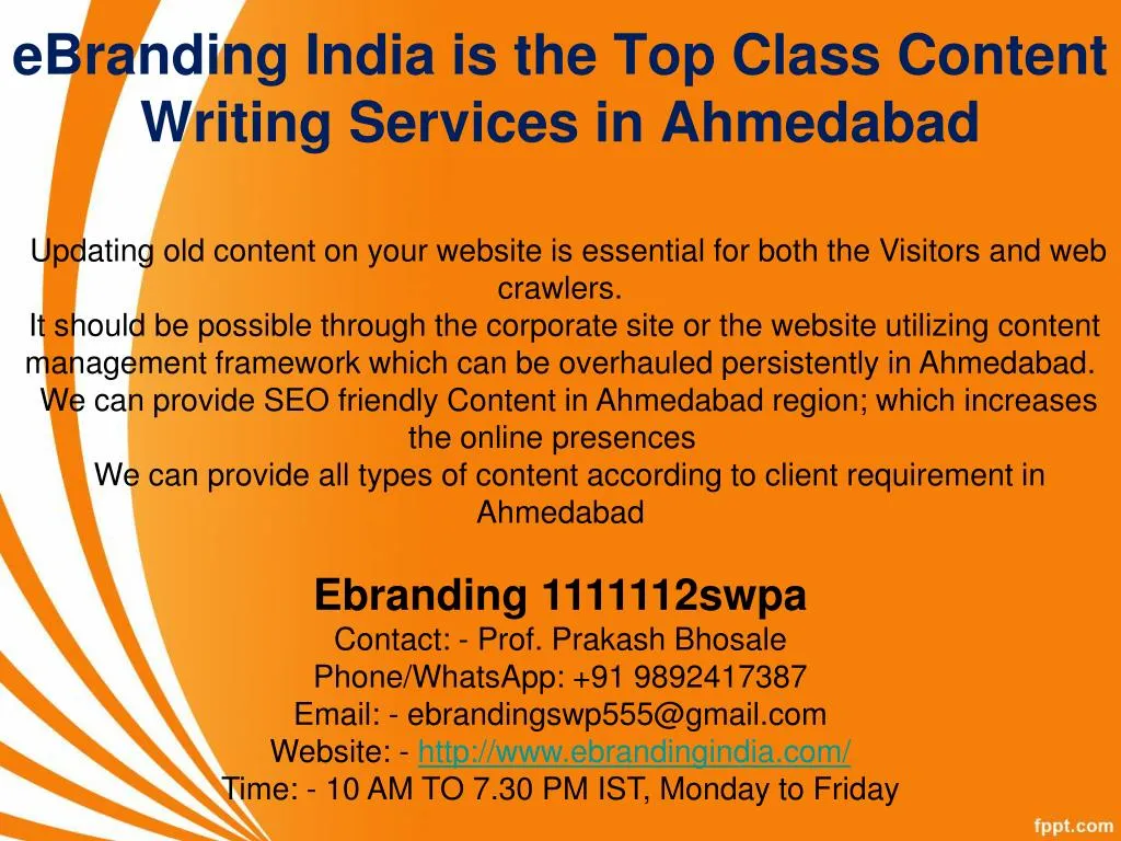 ebranding india is the top class content writing services in ahmedabad
