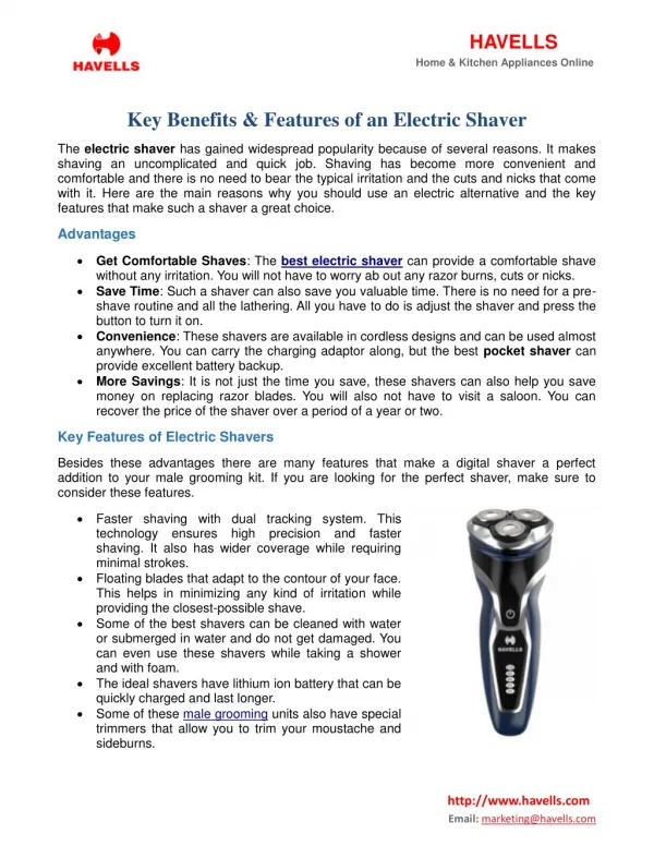 Key Benefits & Features Of An Electric Shaver