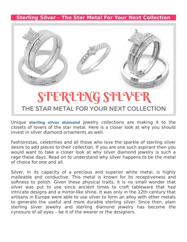 Sterling Silver – The Star Metal For Your Next Collection