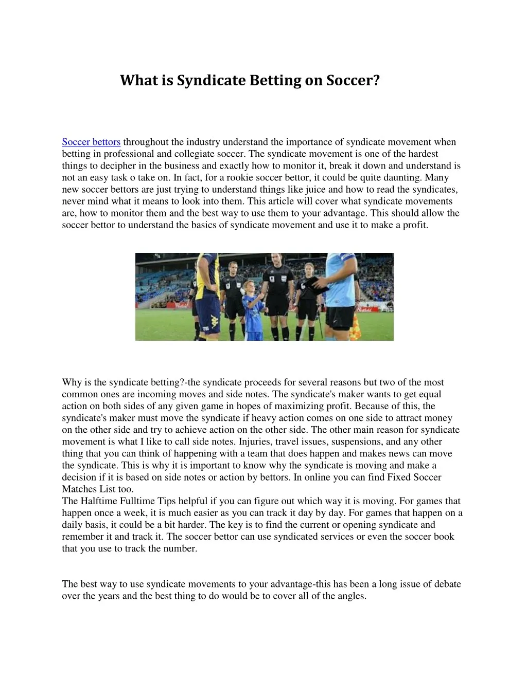 what is syndicate betting on soccer
