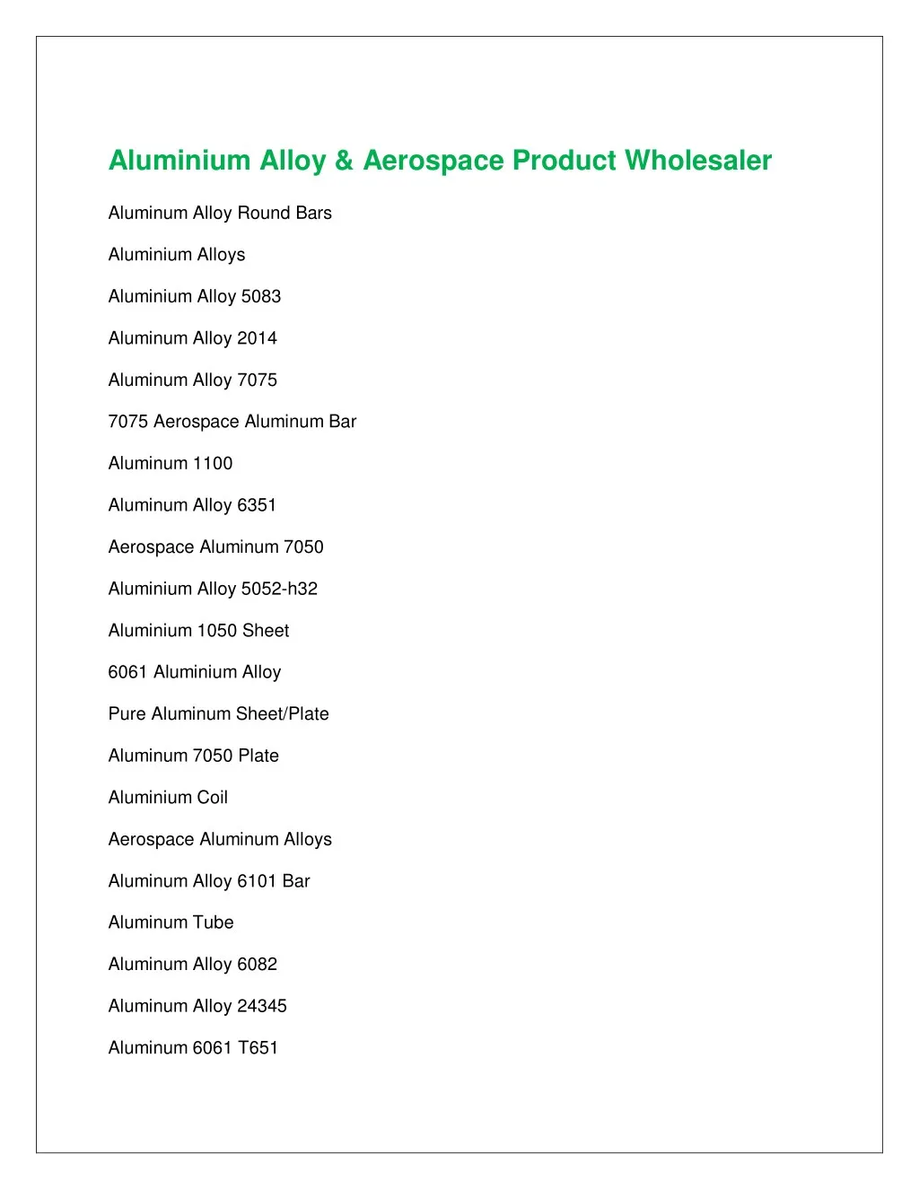 aluminium alloy aerospace product wholesaler
