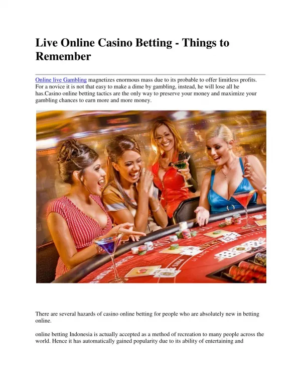 Live Online Casino Betting - Things to Remember