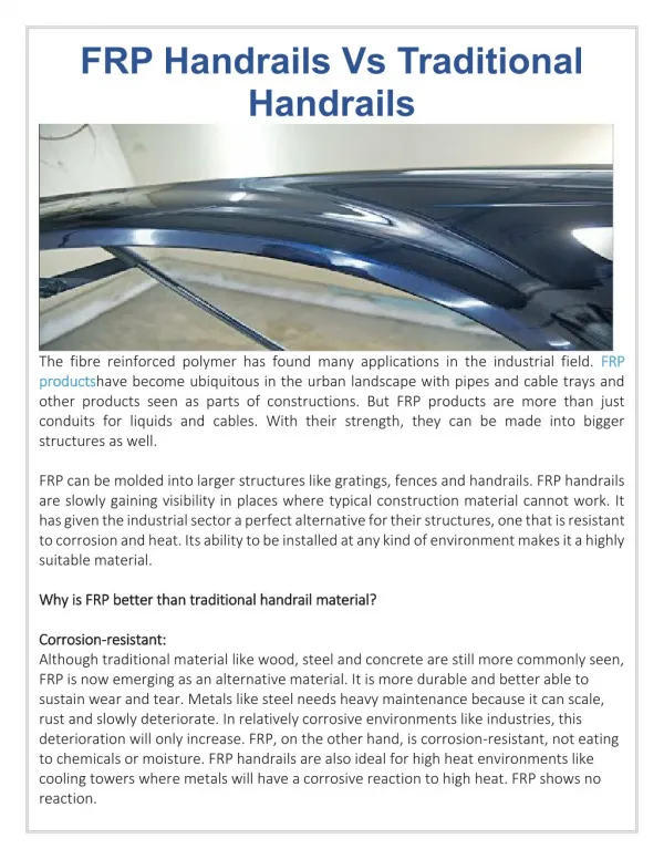 FRP Handrails Vs Traditional Handrails