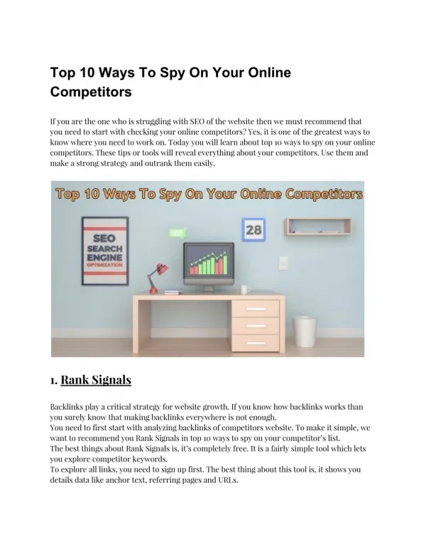 Top 10 Ways To Spy On Your Online Competitors