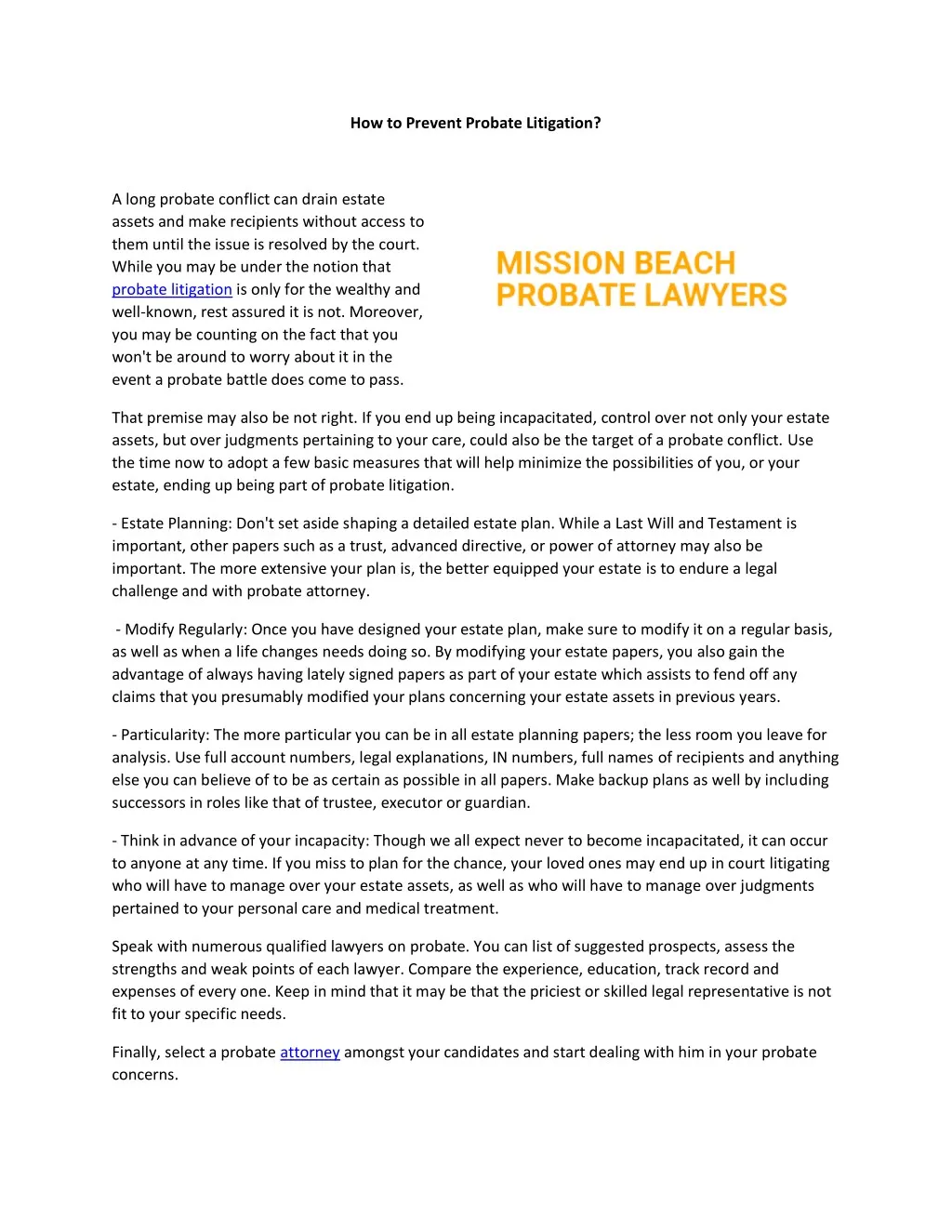 how to prevent probate litigation