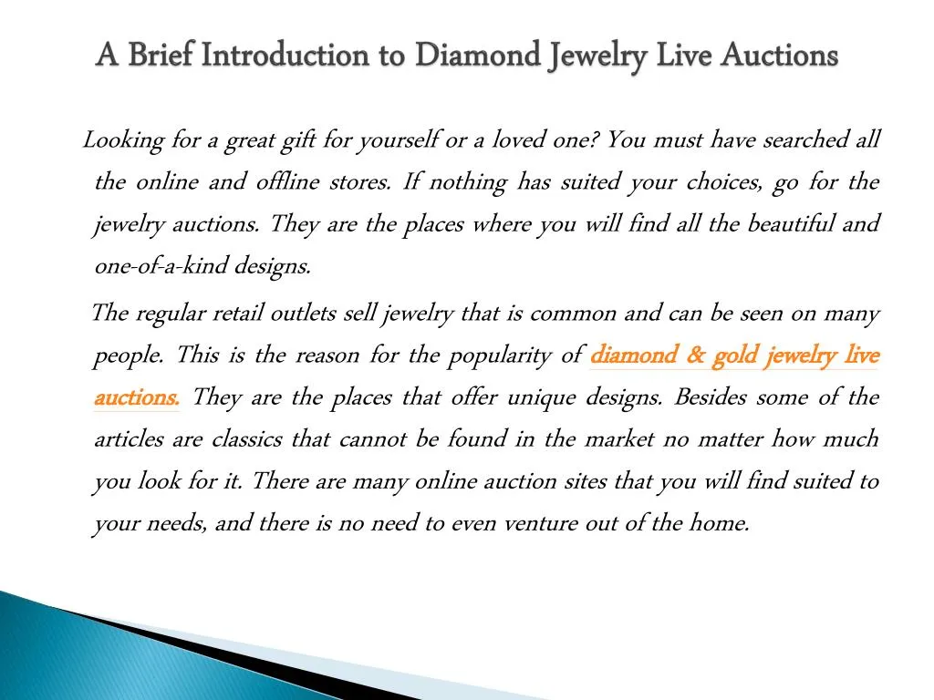 a brief introduction to diamond jewelry live auctions