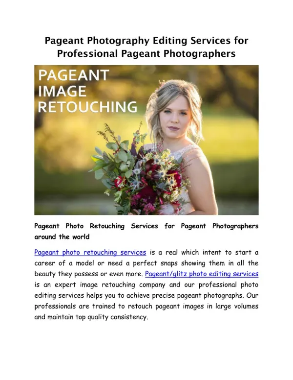Pageant Photo Retouching Services | Pageant Photography Editing Services