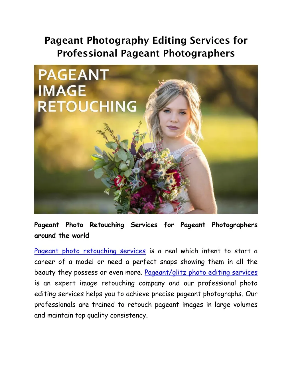 pageant photography editing services
