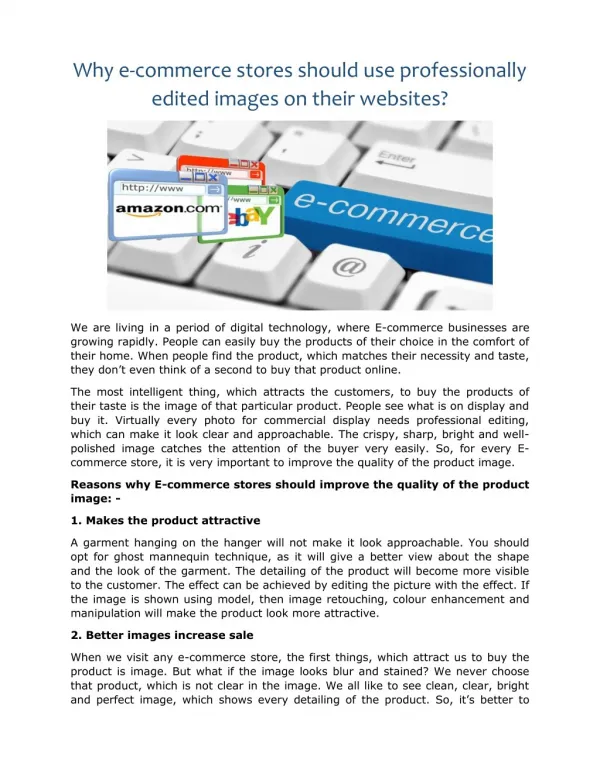 Why e-commerce stores should use professionally edited images on their websites