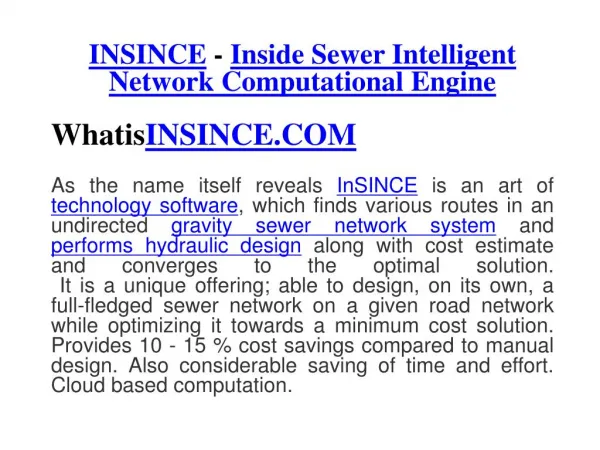 INSINCE|sewergems |Sewer Intelligent Network|Sewer Designing Software|sewercad