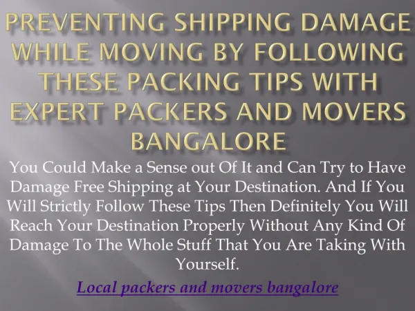 Preventing Shipping Damage While Moving By Following These Packing Tips With Expert Packers And Movers Bangalore