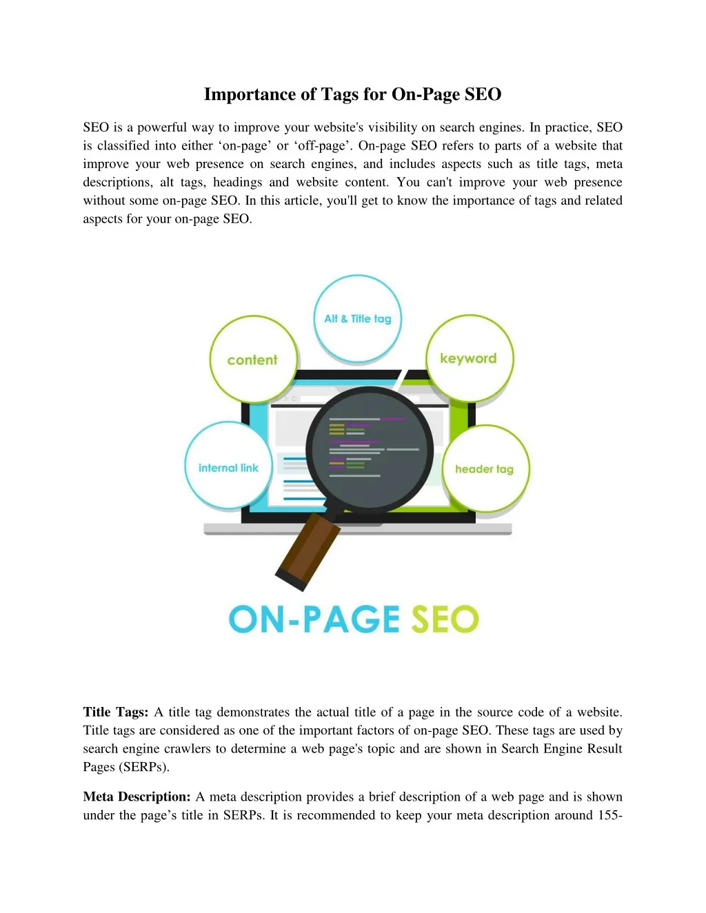 importance of tags for on page seo