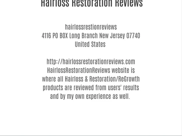 Hairloss Restoration Reviews