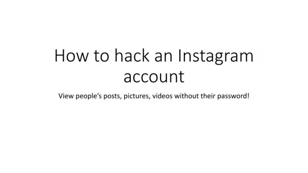 How to hack someones Instagram account