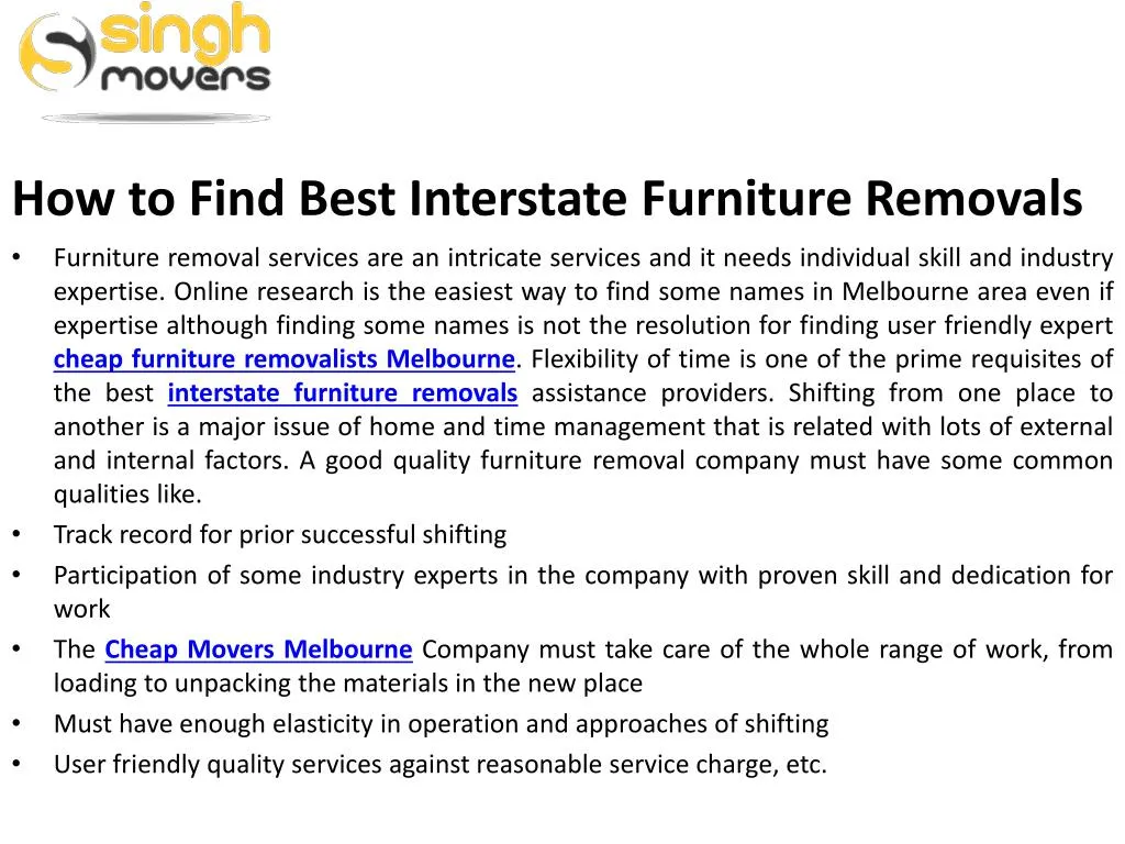 how to find best interstate furniture removals