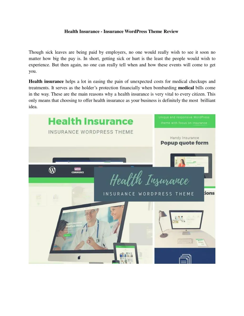 health insurance insurance wordpress theme review
