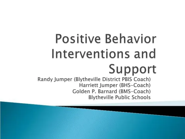 Positive Behavior Interventions and Support