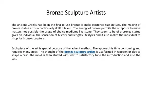 Bronze sculpture artists