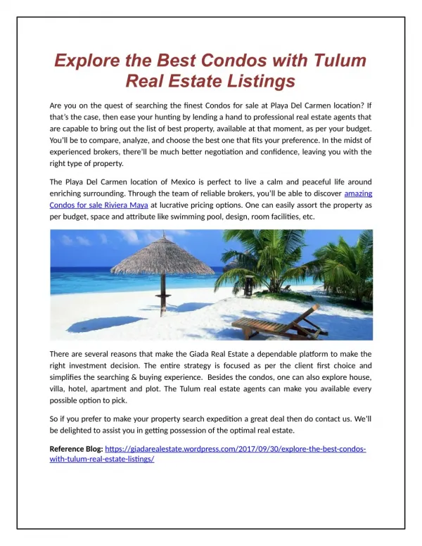 Explore the Best Condos with Tulum Real Estate Listings