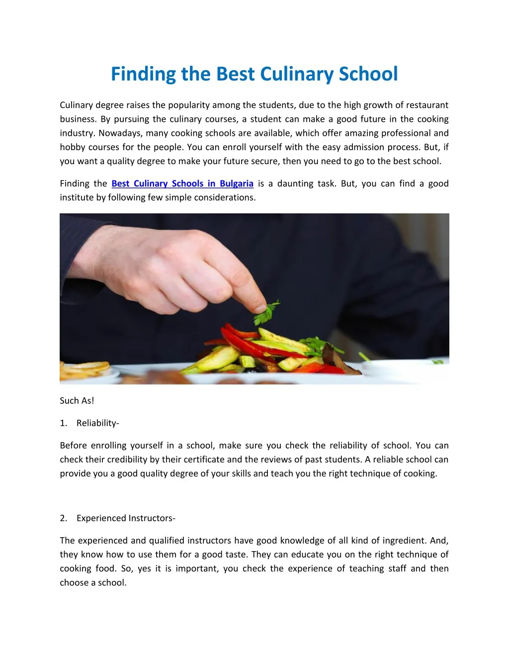 finding the best culinary school