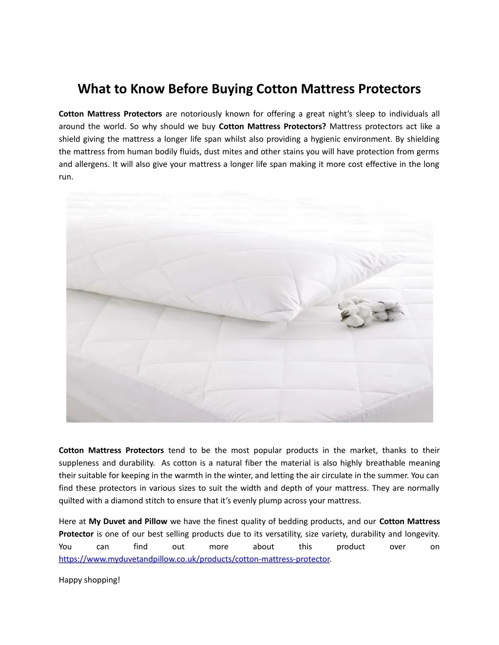 what to know before buying cotton mattress