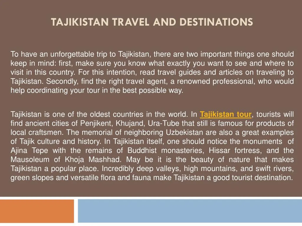 tajikistan travel and destinations