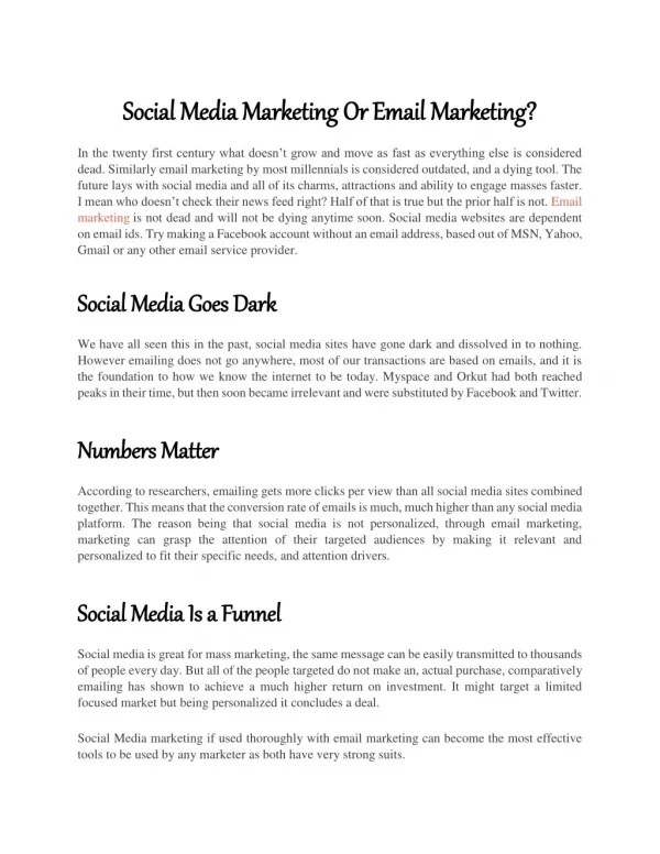 Social Media Marketing or Email Marketing