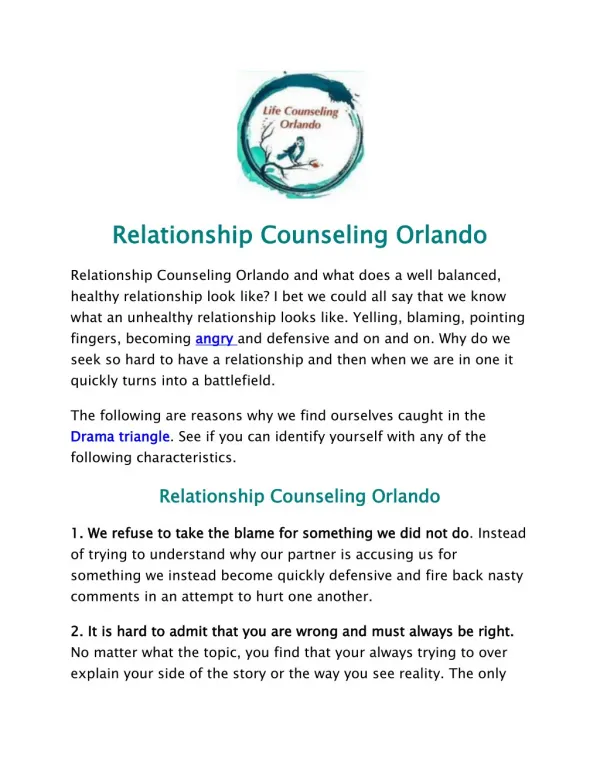 Relationship Counseling Orlando