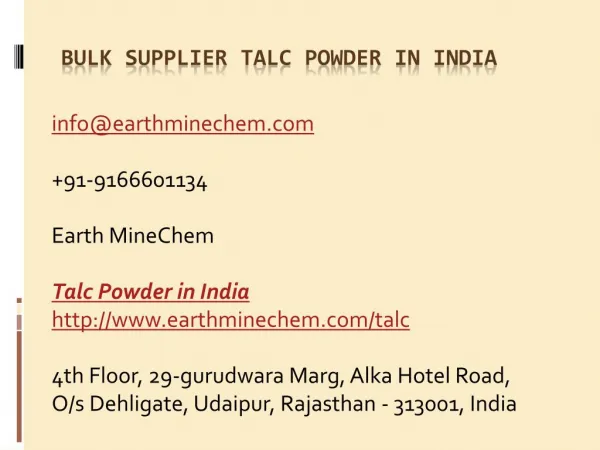 Bulk Supplier Talc Powder in India