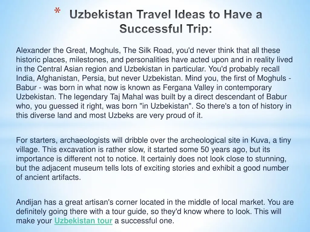 uzbekistan travel ideas to have a successful trip