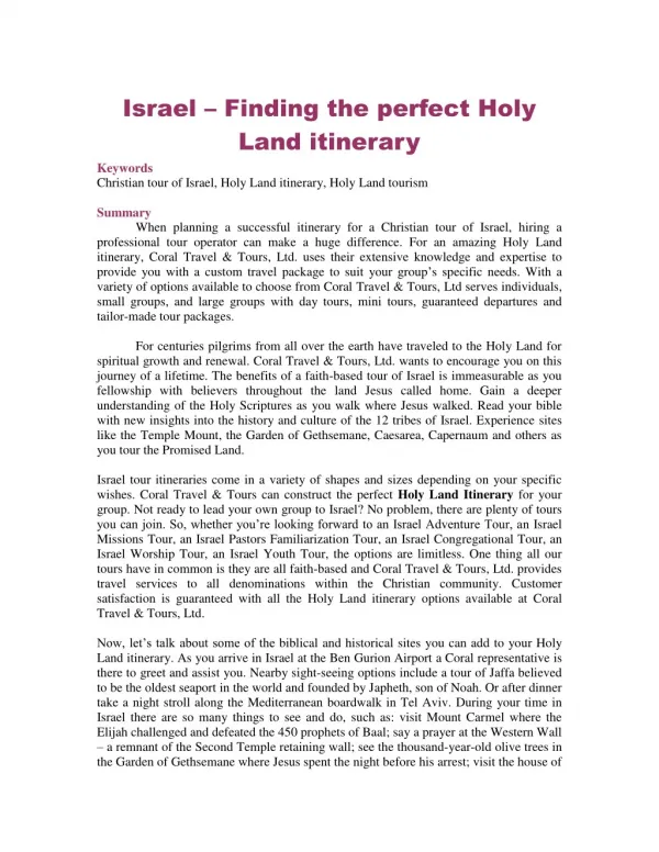 Israel – Finding the perfect Holy Land itinerary