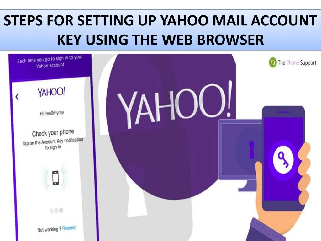 steps for setting up yahoo mail account key using the web browser