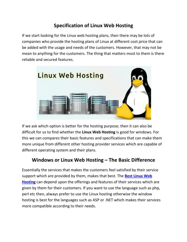 Linux Web hosting