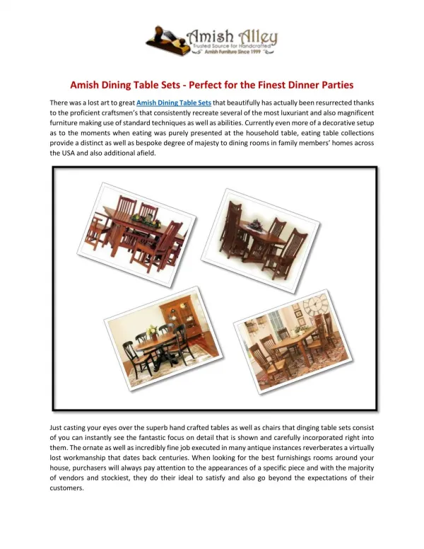 Amish Dining Table Sets - Perfect for the Finest Dinner Parties