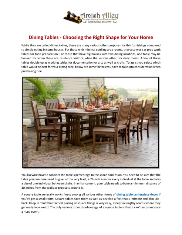 Dining Tables - Choosing the Right Shape for Your Home