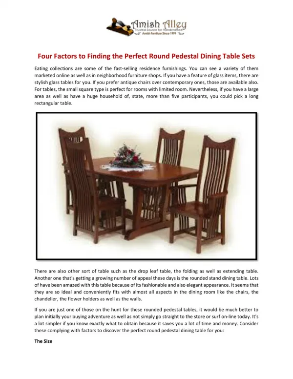 Four Factors to Finding the Perfect Round Pedestal Dining Table Sets