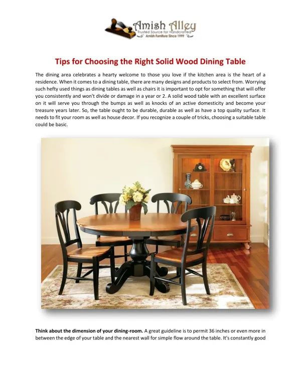 Tips for Choosing the Right Solid Wood Dining Table