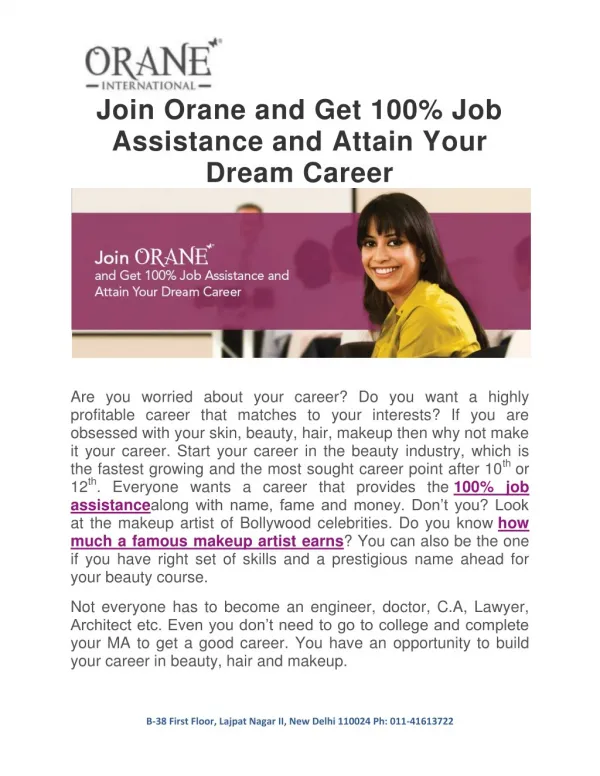Join Orane and Get 100% Job Assistance and Attain Your Dream Career