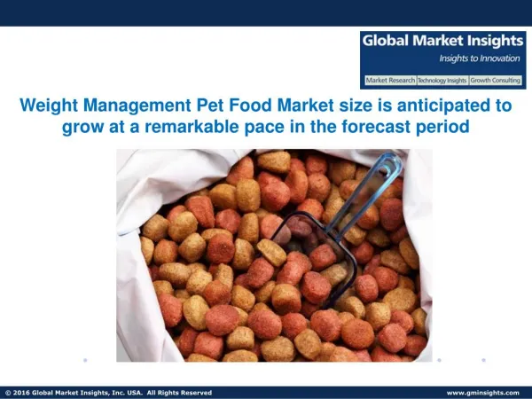 Weight Management Pet Food Market size is expected to witness dynamic growth in 2024