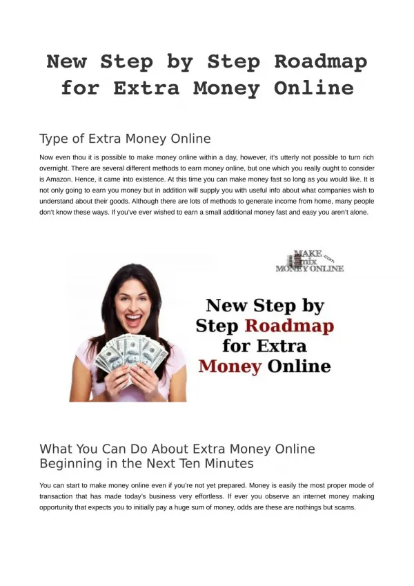 Roadmap for Extra Money Online