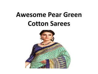 Awesome Pear Green Cotton Sarees - slide 1