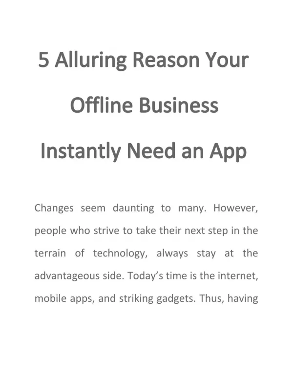 5 Alluring Reason Your Offline Business Instantly Need an App