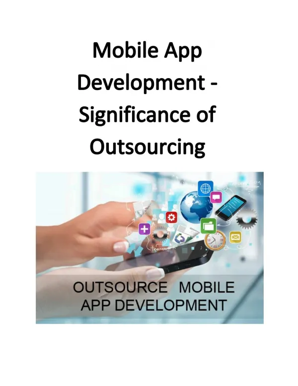 Mobile App Development - Significance of Outsourcing