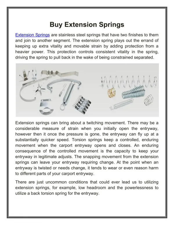 Buy Extension Springs