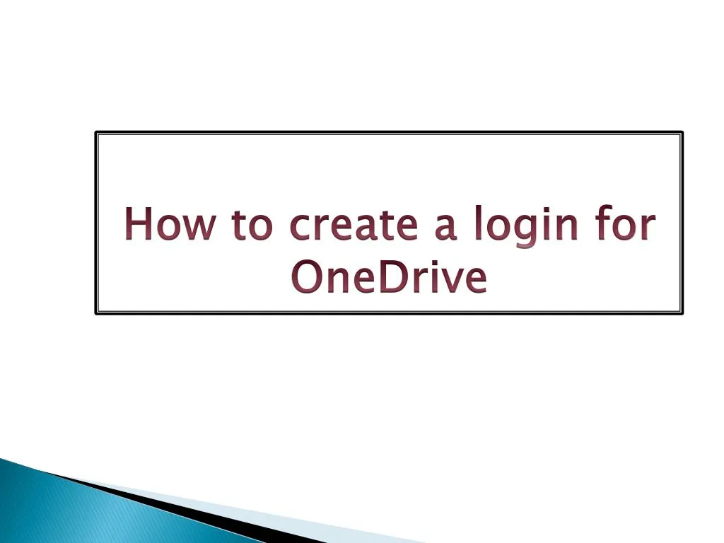 how to create a login for onedrive