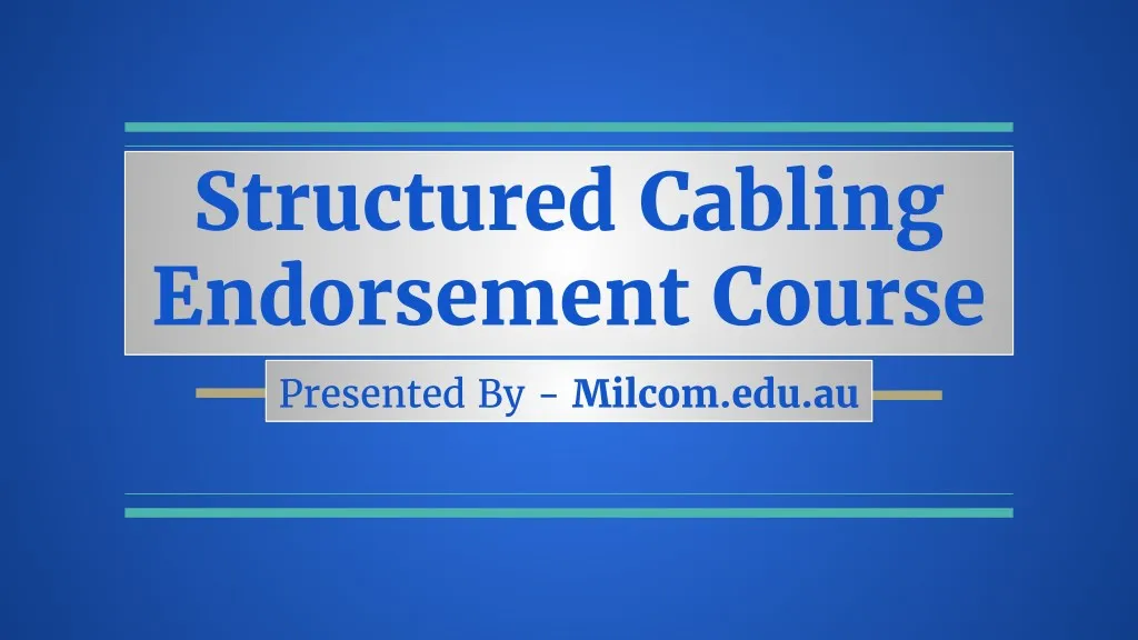 structured cabling endorsement course