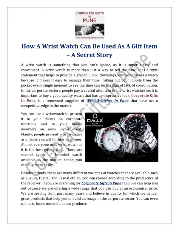 How A Wrist Watch Can Be Used As A Gift Item–A Secret Story
