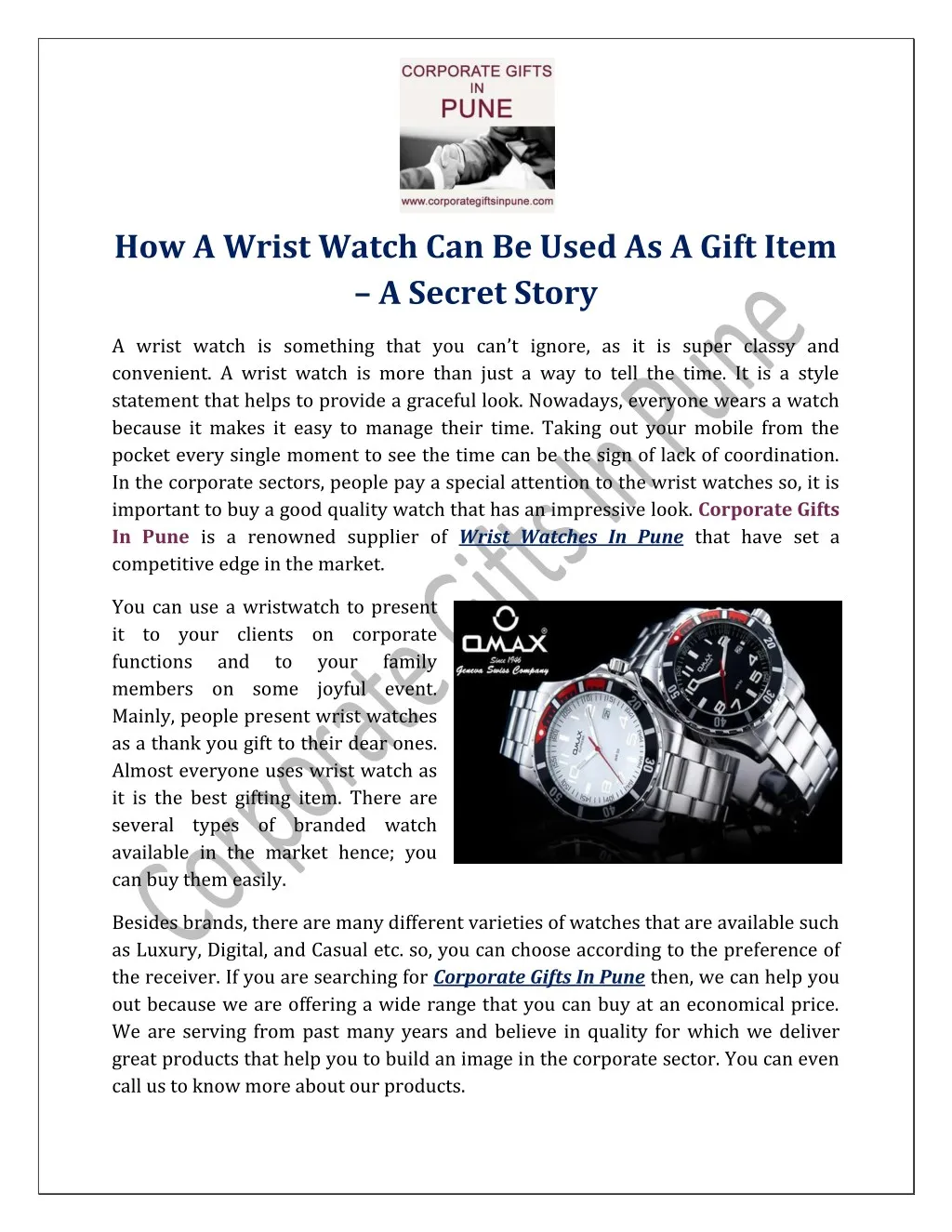 how a wrist watch can be used as a gift item